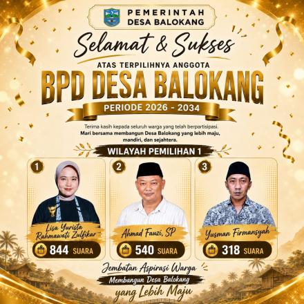 SAH & RESMI DITETAPKAN! Hasil Pleno Rekapitulasi Suara Pemilihan BPD Desa Balokang Periode 2026-2034